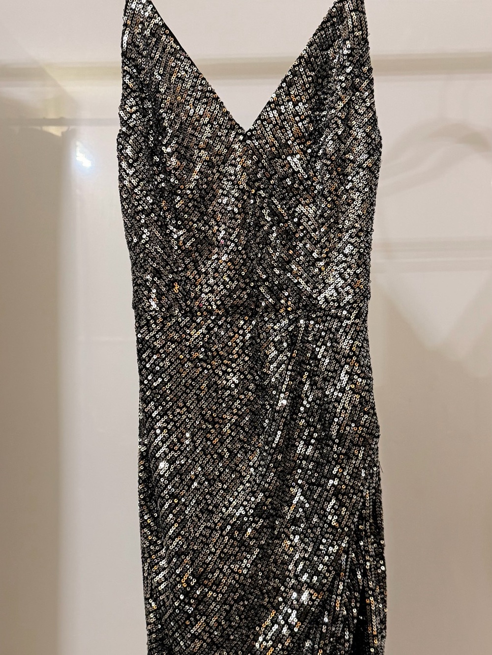 Crystal Doll Black Sequin Strapless Evening Dress